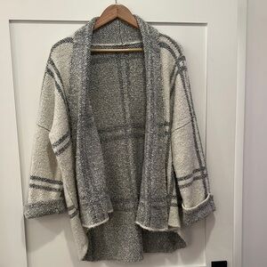 Free People Cozy Gray and White Cardigan Sweater